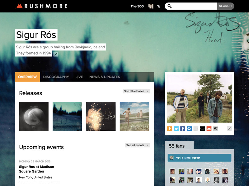 screenshot of rushmore.fm