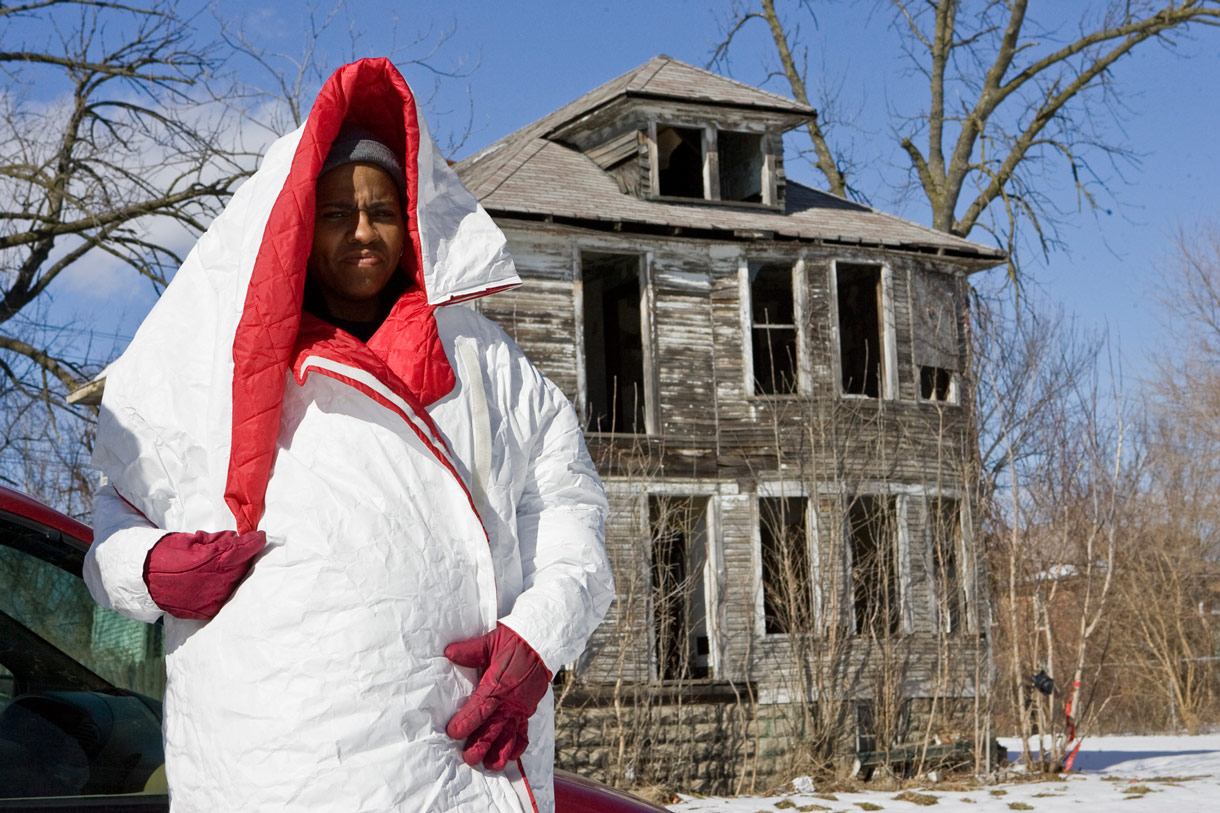 Michelle, the first homeless individual to receive an EMPWR coat