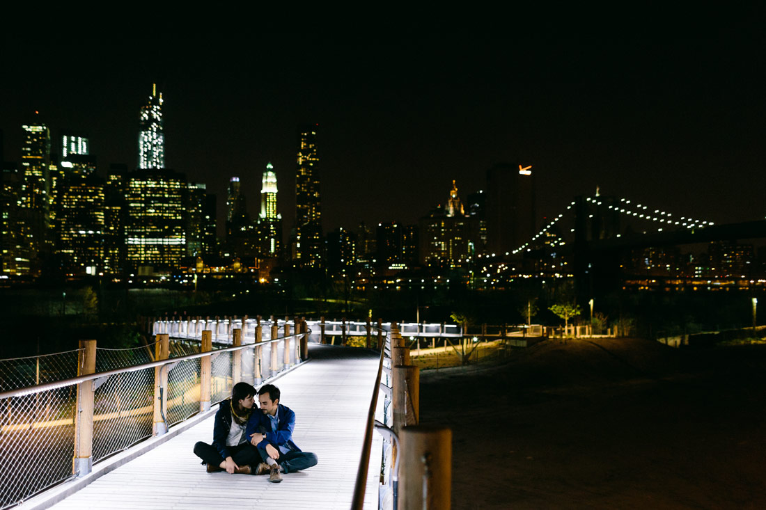 April and Gabriel Flores with Manhattan in the background