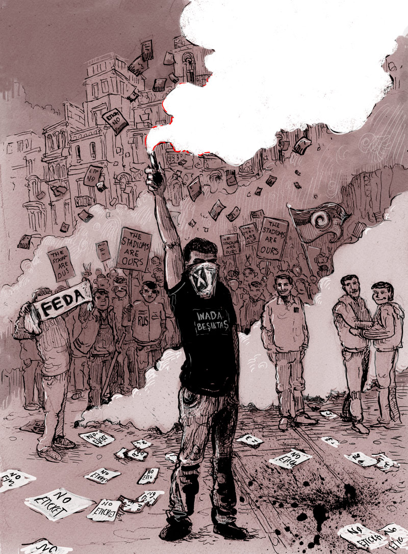 Drawing from Football Ultras protest