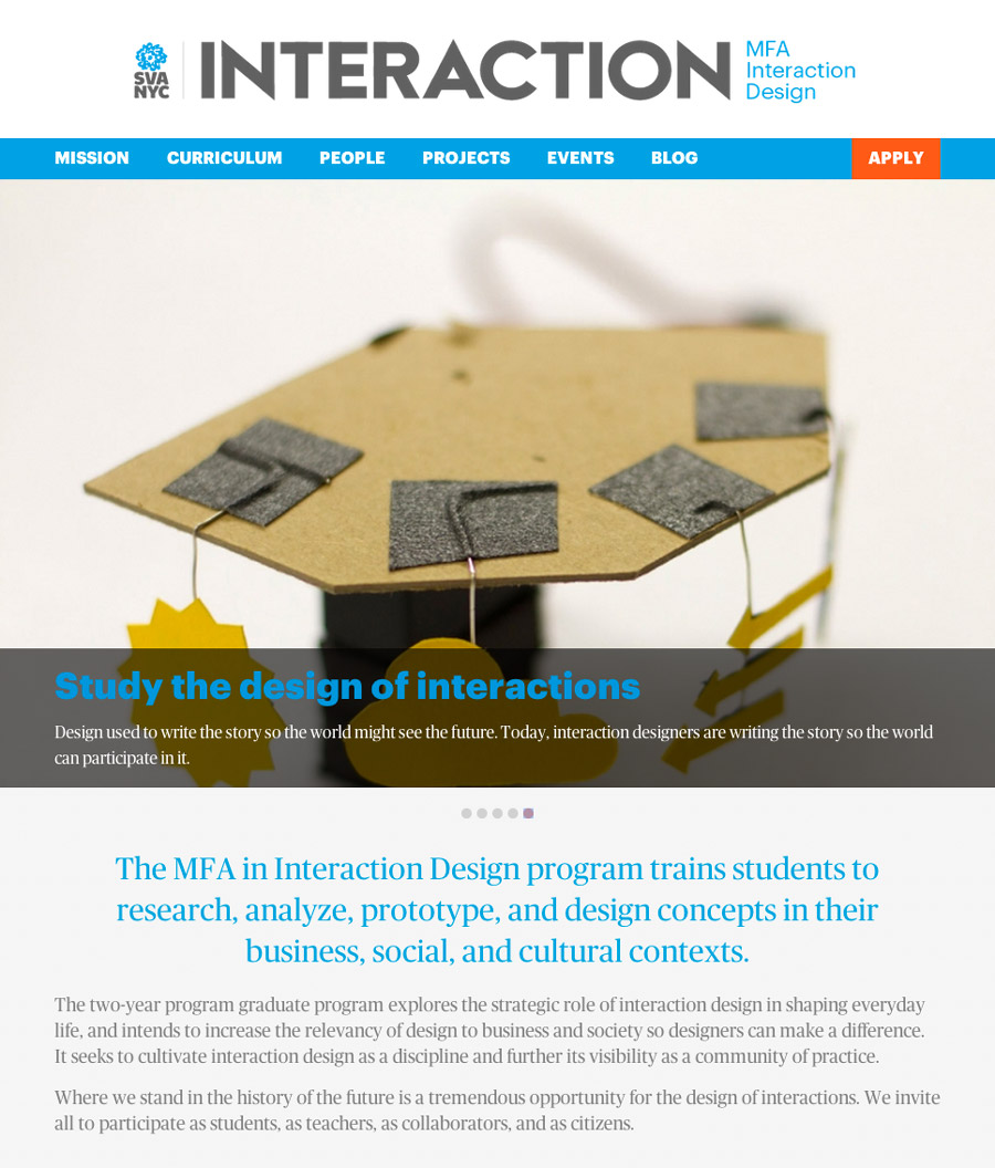 screenshot of interactiondesign.sva.edu