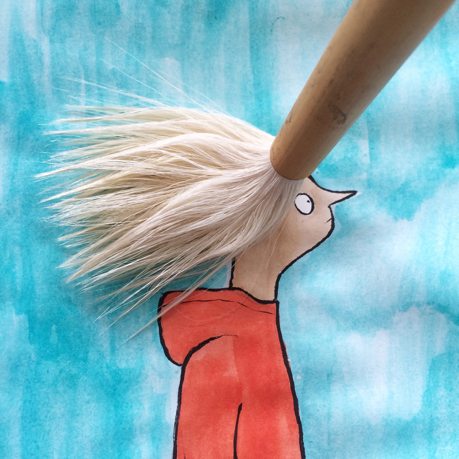 When the Wind Blows: character with a paint brush for hair