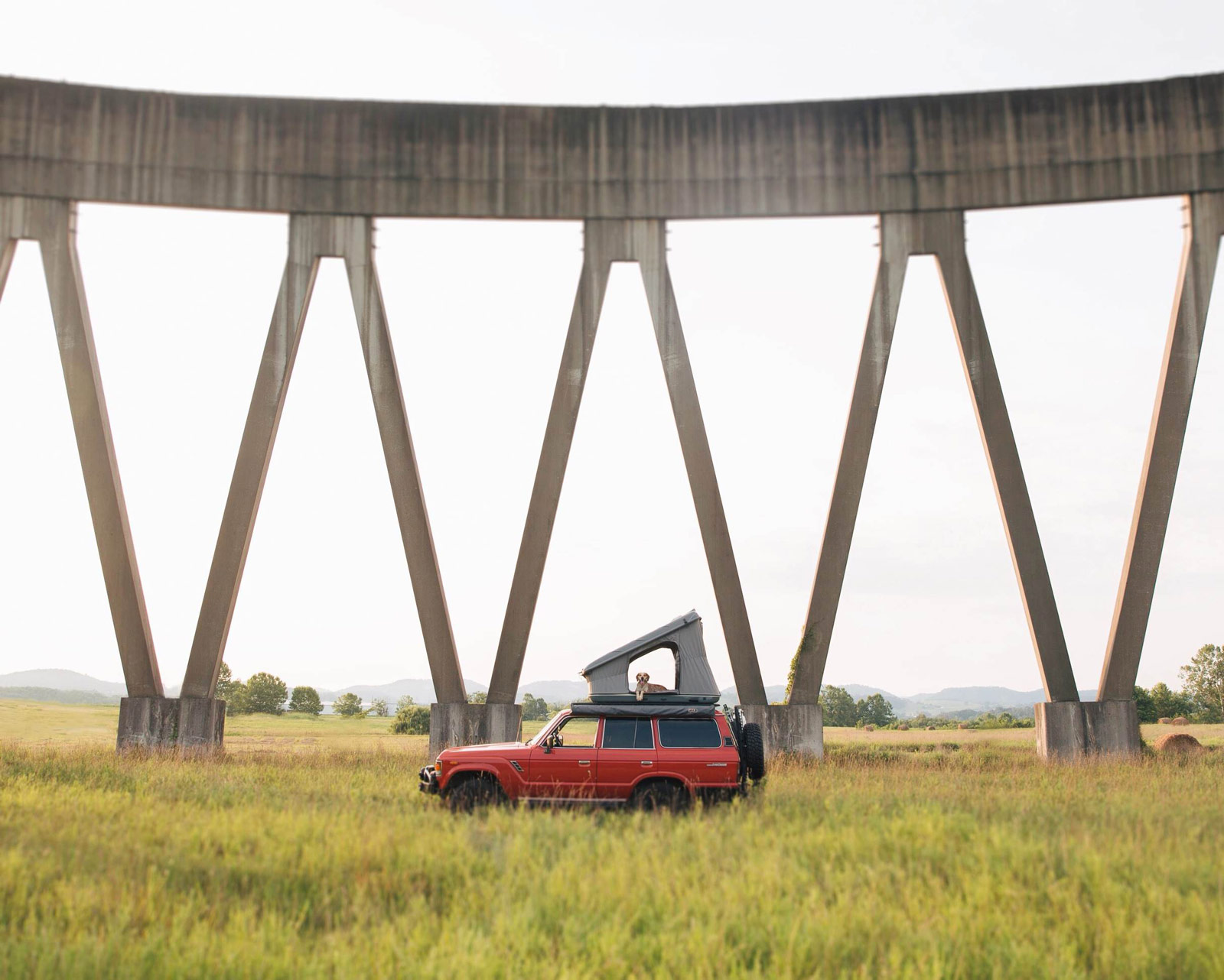 Camping near an abandoned, unfinished nuclear cooling tower in Tennessee, July 2014