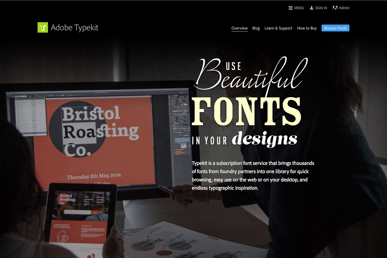 Adobe Typekit homepage