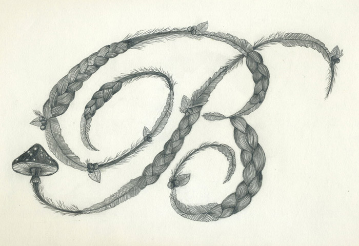 Pencil drawing of the letter B