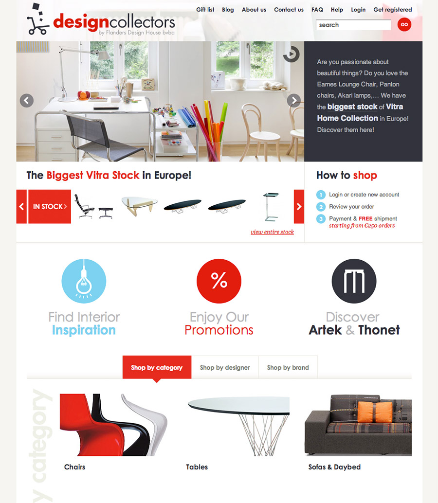 screenshot of Designcollector site