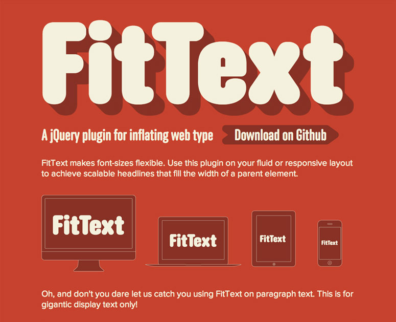 screenshot of Fittextjs.com
