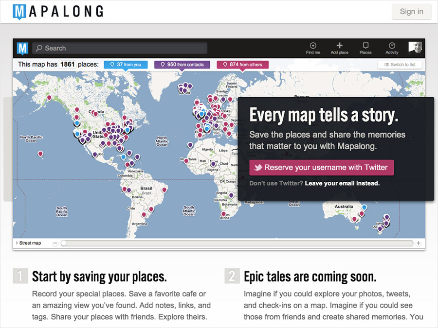 screenshot of mapalong.com