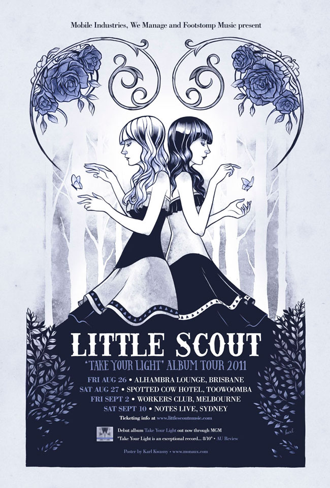 Gig poster for Brisbane indie band Little Scout
