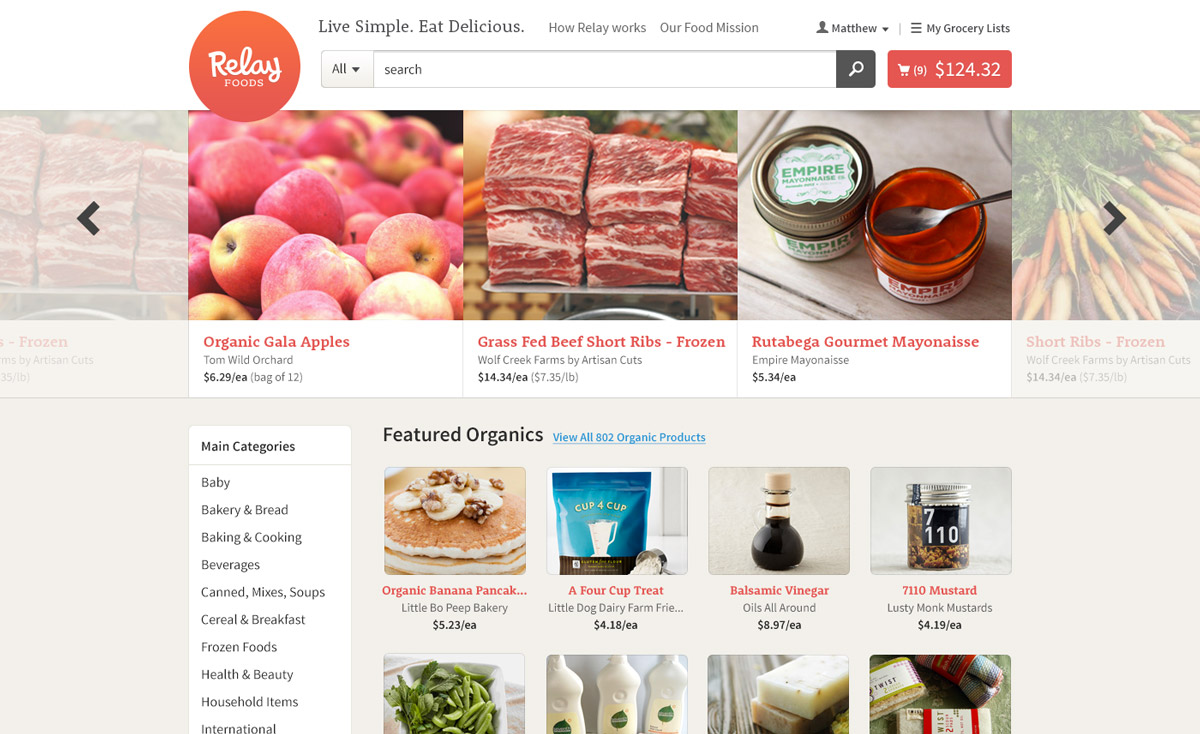 screenshot of new Relay Foods site