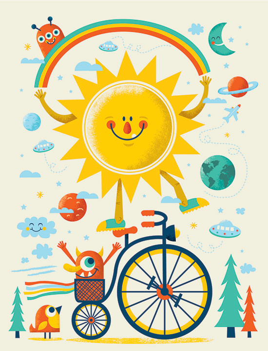Sun illustration for National Bike Month