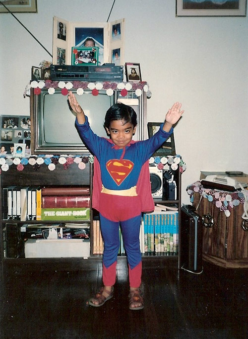 4-year-old Dan dressed as his favorite superhero