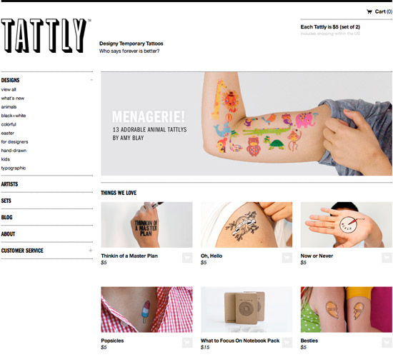 screenshot of the Tattly website